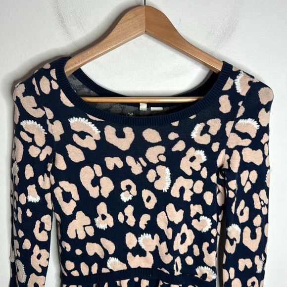 Anthropologie Moth leopard peplum embroidered cotton blend sweater size XS - Picture 4 of 11